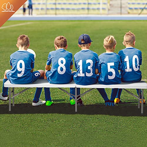 Vingli 2 Pack 6 Feet Plastic Folding Bench,Portable In/Outdoor Picnic Party Camping Dining Seat, Garden Soccer Multipurpose Entertaining Activities, White #TOP6