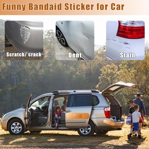 Image of 4Pcs Giant Band Car Aid Sticker Funny Bumper Stickers to Cover Crack, Damage, Scratch and Dent(Yellow, 2 Small and 2 Large), Big Bandage Car Decal Patch for Vehicle Body, Automotive Decor Accessories