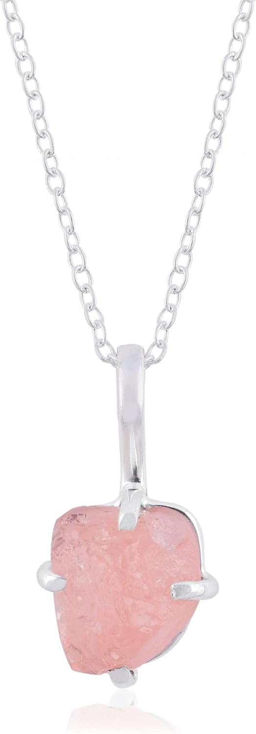 Natural Raw Morganite Crystals Pendant Necklace, Rough Gemstone, Energy Healing Crystals, Birthday, Gift for Her, Gemstone Jewelry 18 inch AAA+ Quality (morganite) - Image 2