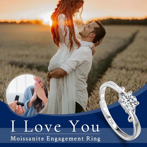 ANAZOZ Moissanite Wedding Rings for Women, 0.5ct D Color VVS1 Clarity, Adjustable Promise Rings for Her 999 Sterling Silver Engagement Bands4