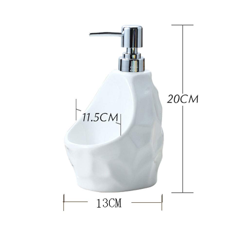 Dispenser di Sapone per Bagno da 650 ml, Semplice, Creativo, in Ceramica, con flacone per emulsione, Manuale, a Doppio Uso, per Cucina (Colore: Bianco, Confezione da 1)