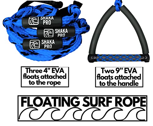 Wakesurf Rope With Handle - Adjustable 25 Foot Tow Rope With 10" Handle (Blue) #TOP3