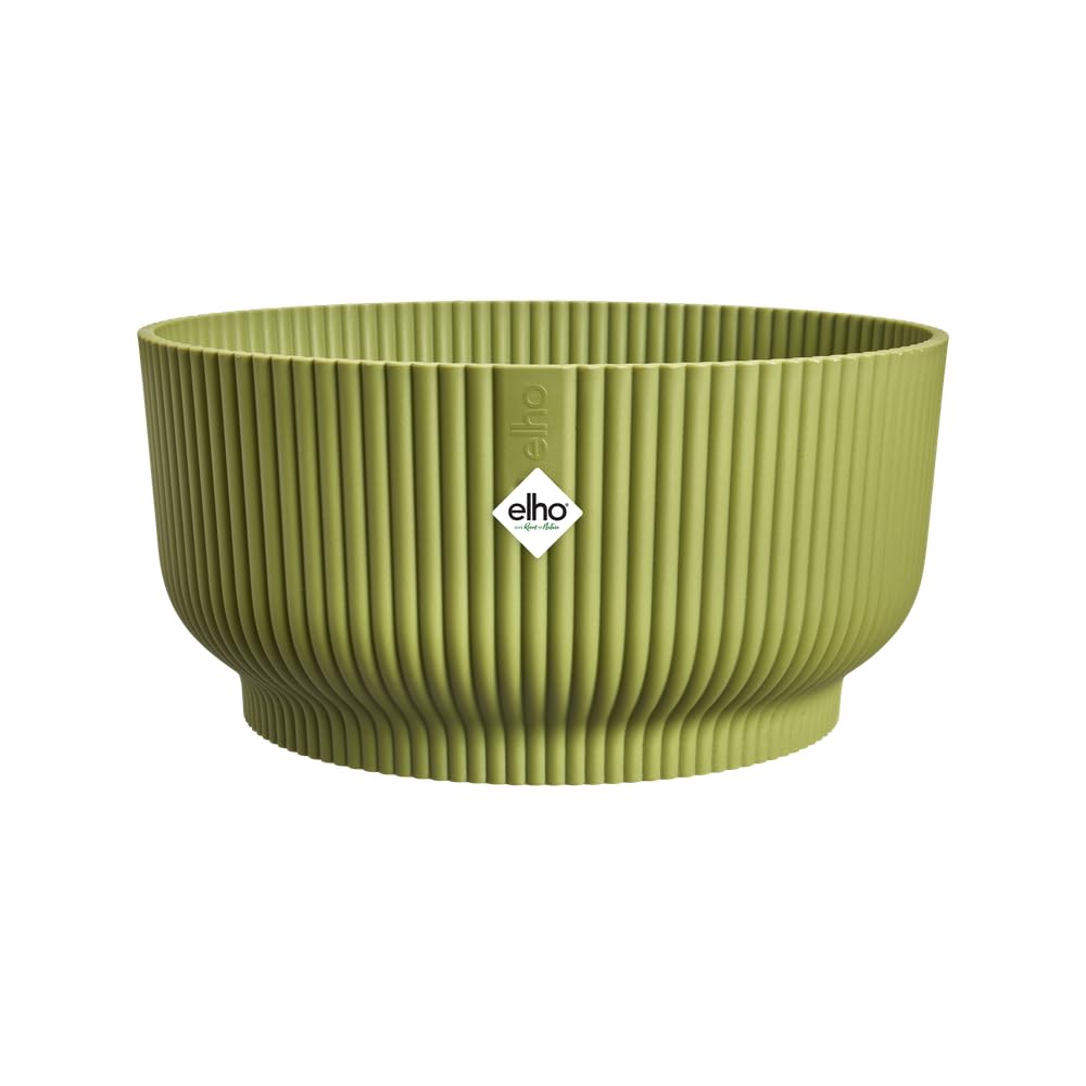 elho Vibes Fold Bowl 25 - Plant Pot Indoor - 100% Recycled Plastic - Ø 24.9 x H 12.1 cm - Green/Fern Green