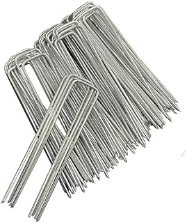 Muzhira Garden Pegs - 10pcs Ground Pins Stakes Staples Securing Lawn U Shaped Nail Pins for Weed Control Membrane/Fabric/Artifical Grass/Matting/Netting Galvanised Ground Peg