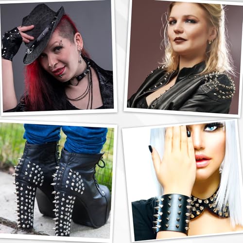 LXUEJIE 100 par stożkowych kolców z gwintowanymi ćwiekami, metalowe punkowe kolce ćwieki 10x7mm, fajne kolce nity do ubrań w stylu punk rock, paska, butów, torby, obroży dla psa, rękodzieła skórzanego