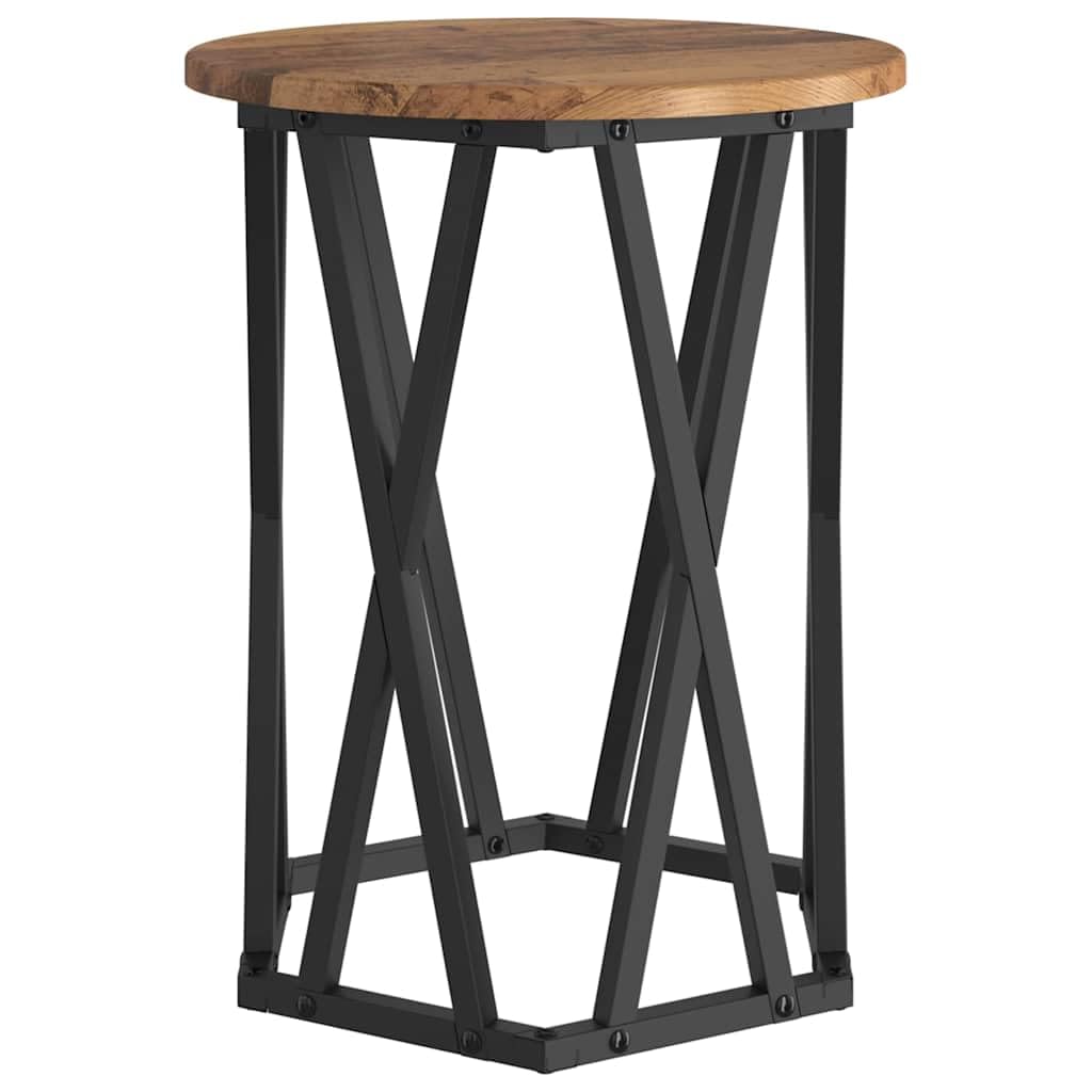Tavolino da salotto in legno anticato e acciaio, moderno, con vano portaoggetti e elementi rimovibili, ideale per divano, tavolino da tè, tavolino da tè, tavolino e decorazione