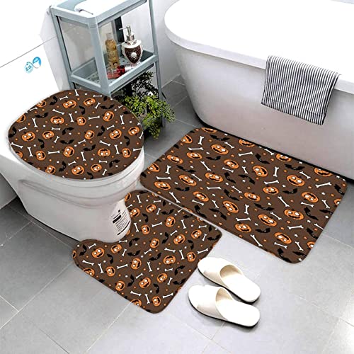 Badematten Set 3D 40x60 Halloween Entsetzen absorbierend 3-teiliges Flanell-Badezimmerteppich-Set maschinenwaschbare… – Bild 5