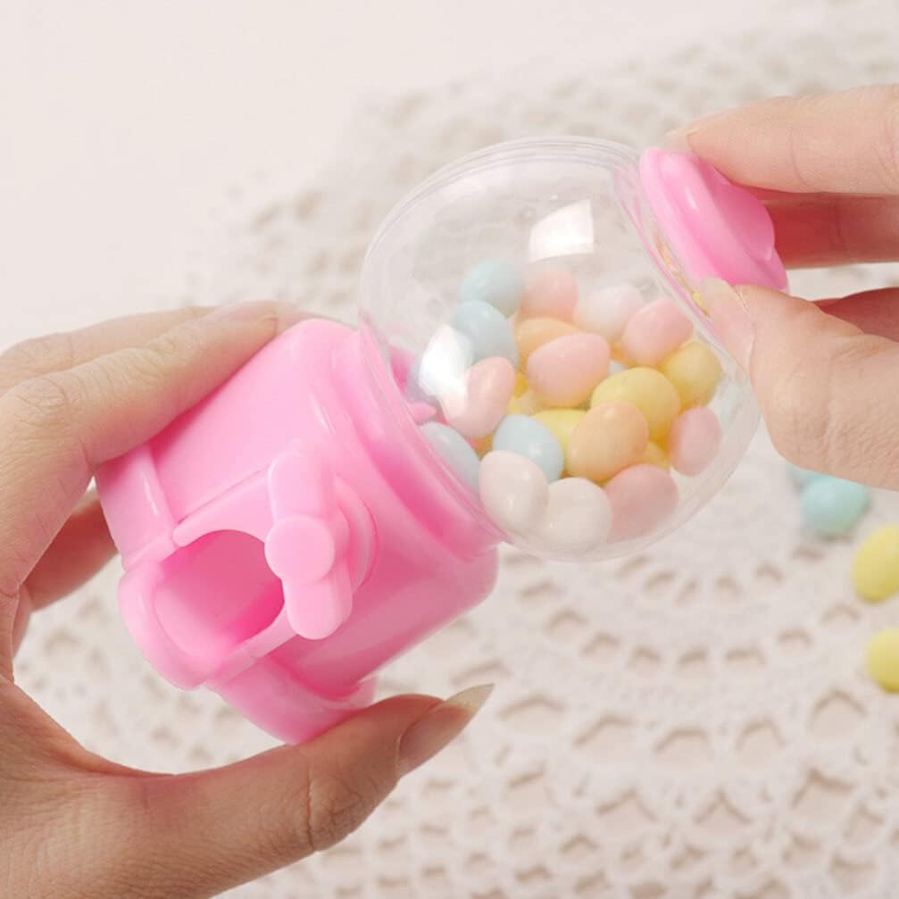 Kichvoe Wedding Candy Box Set of 6 Rotatable Mini Plastic Gumball Machine Candy Dispensers for Party Favors Birthday and Wedding Celebrations