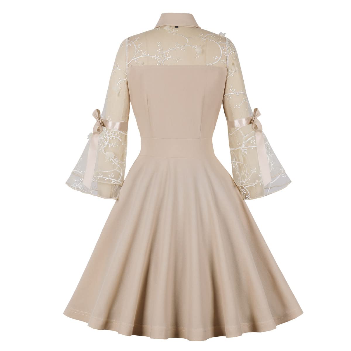 Robe de Cocktail évasée Vintage pour Femme, en Maille, avec Broderie Florale, Style années 50, décontractée, pour soirée, Bal Promo et Mariage
