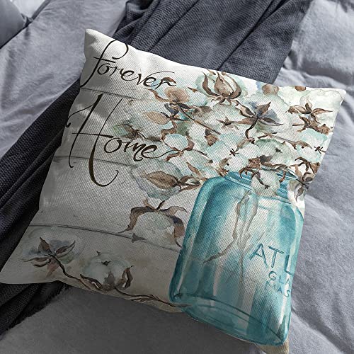 Spring Summer Floral Throw Pillow Covers 18X18 Burlap Spring Decoration Sunflower Farmhouse Pillow Case For Outdoor Sofa Couch Living Room Bedroom Mason Jar Decoration, 4 Pack #TOP2