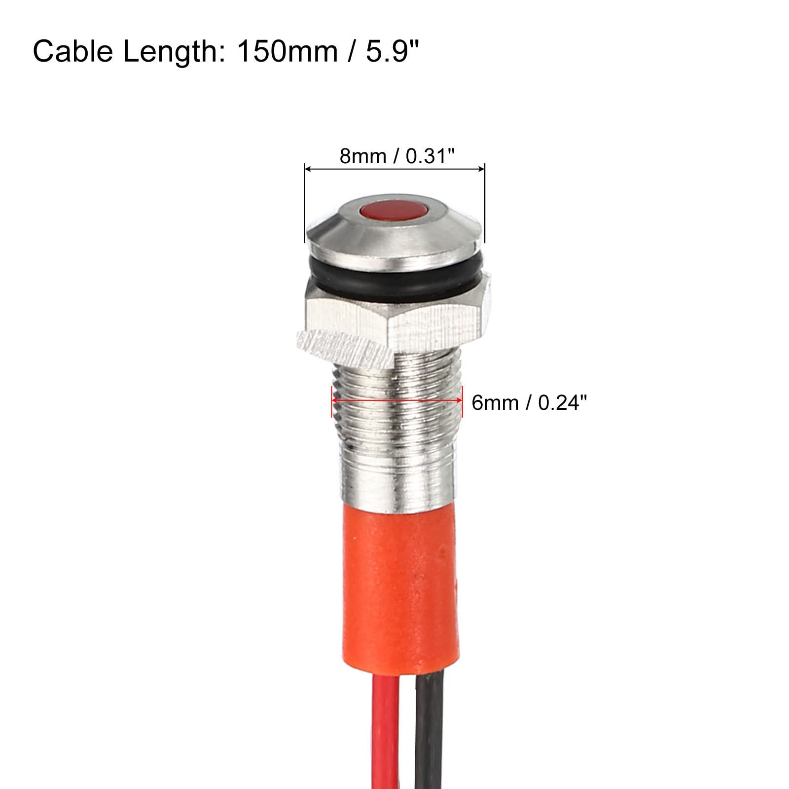 c3controls 13SBLR24ST-13RDR Indicating Light, 13mm, Red Super Bright LED, Round Red Color Lens, 24V AC/DC, Screw Terminal