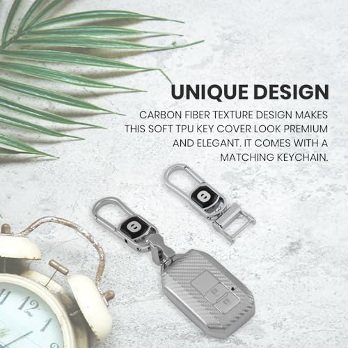 Image of Keyzone silverstar TPU Key Cover & Keychain for Baleno, Jimny, Swift, Ertiga, Grand Vitara, XL6, Brezza, Fronx, Dzire, Glanza, Urban Cruiser Hyryder 2 Button Smart Key (Silver)