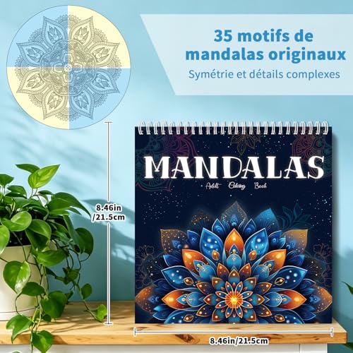 Elfew Mandalas Livre Coloriage Adulte, 35 Mandalas Designs pour Femmes – vue 4