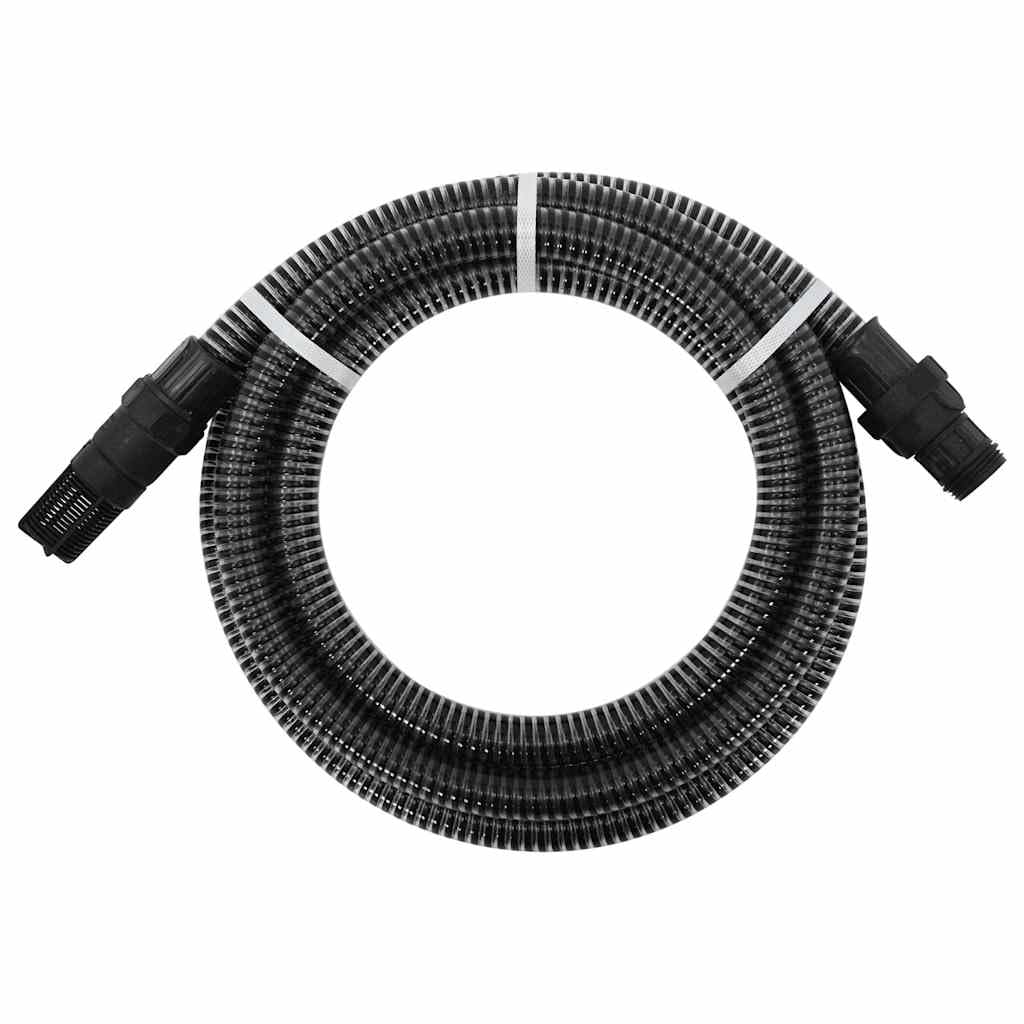 Manguera de aspiración con conectores de PVC, color negro, 1 pulgada, 7 m, manguera de agua flexible para bombas de jardín, riego, con acoplamiento, sin dobleces, extensible, ahorra
