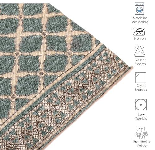 Image of Premium Chenille Woven Anti-Slip 3 Seater Sofa Cover | L-Shape Sofa Seat Protector for Living Room | Durable & Stylish Slipcover -Teal