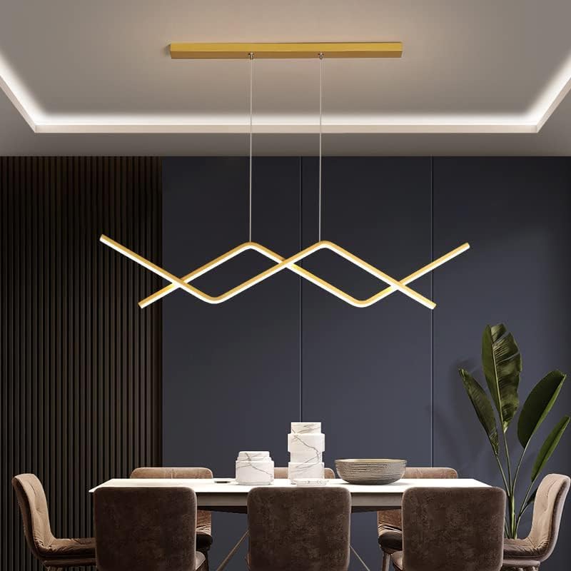 HDC Luxury Gold Linear LED Chandelier | Modern Hanging Light for Dining Table & Kitchen Island | Warm White LED Profile Pendant Lamp for Home Decor | Elegant Slim Linear Jhumar-image-17