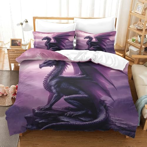 Parure de lit papillon violet microfibre housse couette 260x220cm 3D