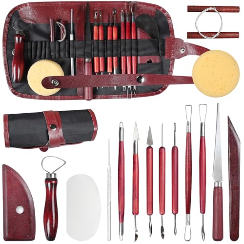 YZNlife Ferramentas de argila de polímero, 15 ferramentas de escultura de argila, ferramentas de pontilhar de bolas, conjunto de ferramentas de argila de modelagem, ferramentas de cerâmica,