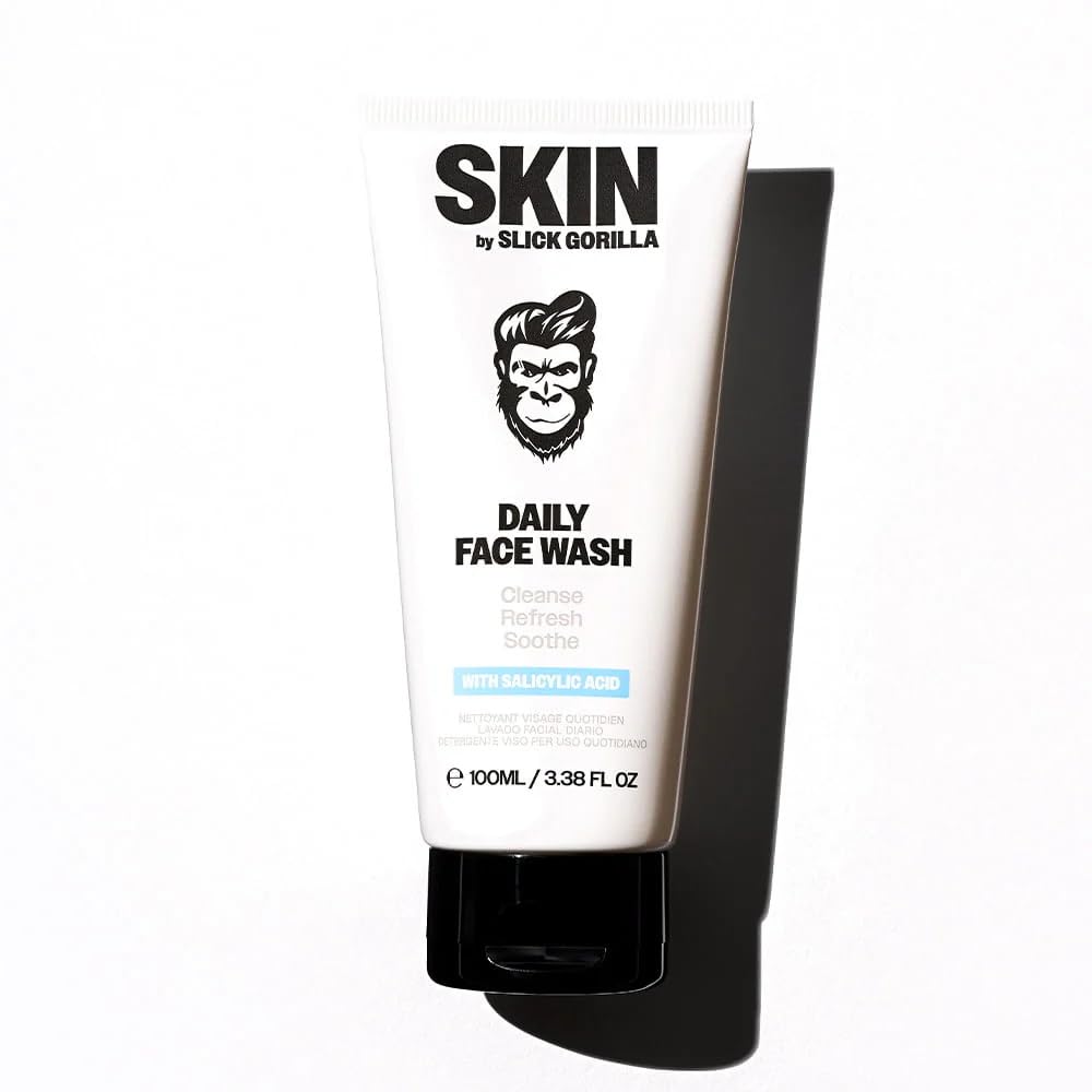 Slick Gorilla Kwas salicylowy do mycia twarzy (100ml) środek do mycia twarzy do kontroli skaz, tłustej i wrażliwej skóry Delikatne głębokie oczyszczanie twarzy dla mężczyzn z aloesem
