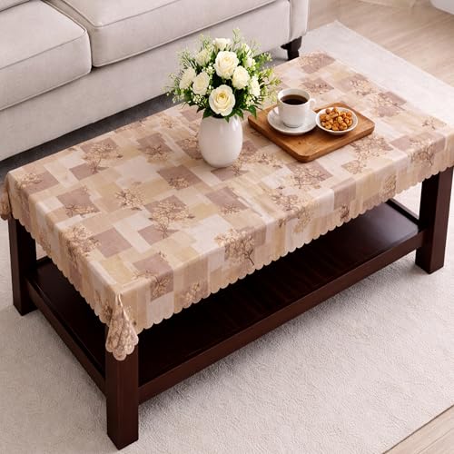 Image of Dakshya Industirs PVC Waterproof Table Cover 36x54 Inch Floral Printed Center Table Cover Washable Plastic Table Sheet Oilproof Dining Table Cover for Coffee Table Living Room Home (Printed Bloom)