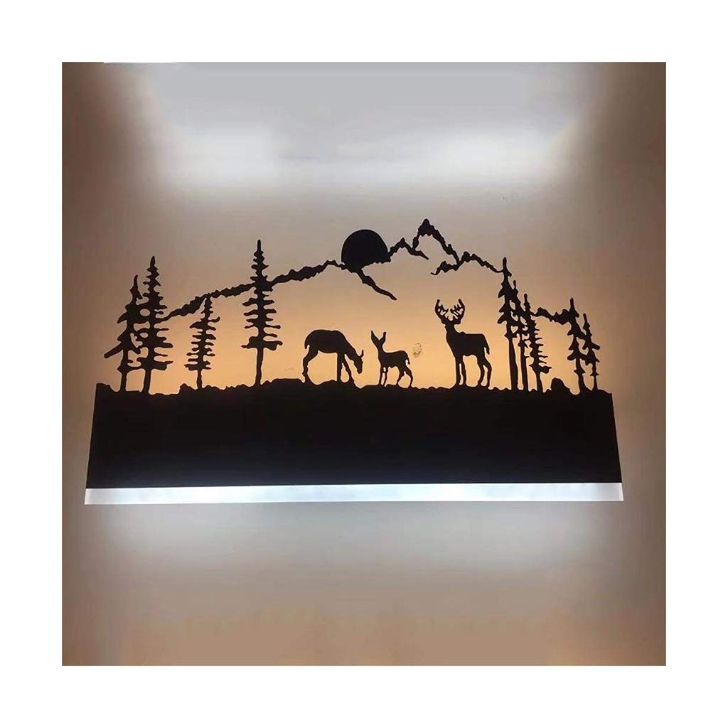 Augrous LED Lampade da parete Cervo Forma Design Sottosopra Luce a muro con Acrilico Ferro interno Decorazione per Camera da letto Soggiorno, 12W