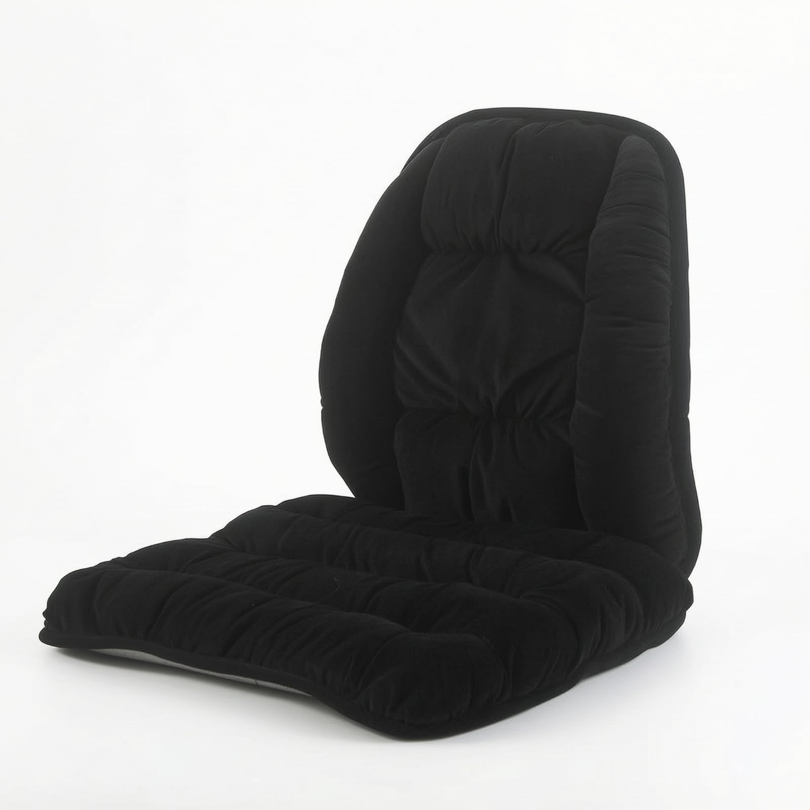 Cojín Silla con Respaldo Acolchado Cojín con Respaldo Suave para Estudiantes, Oficina, Teletrabajo, Negro Misterioso, Cojín 48X48cm + Soporte Lumbar