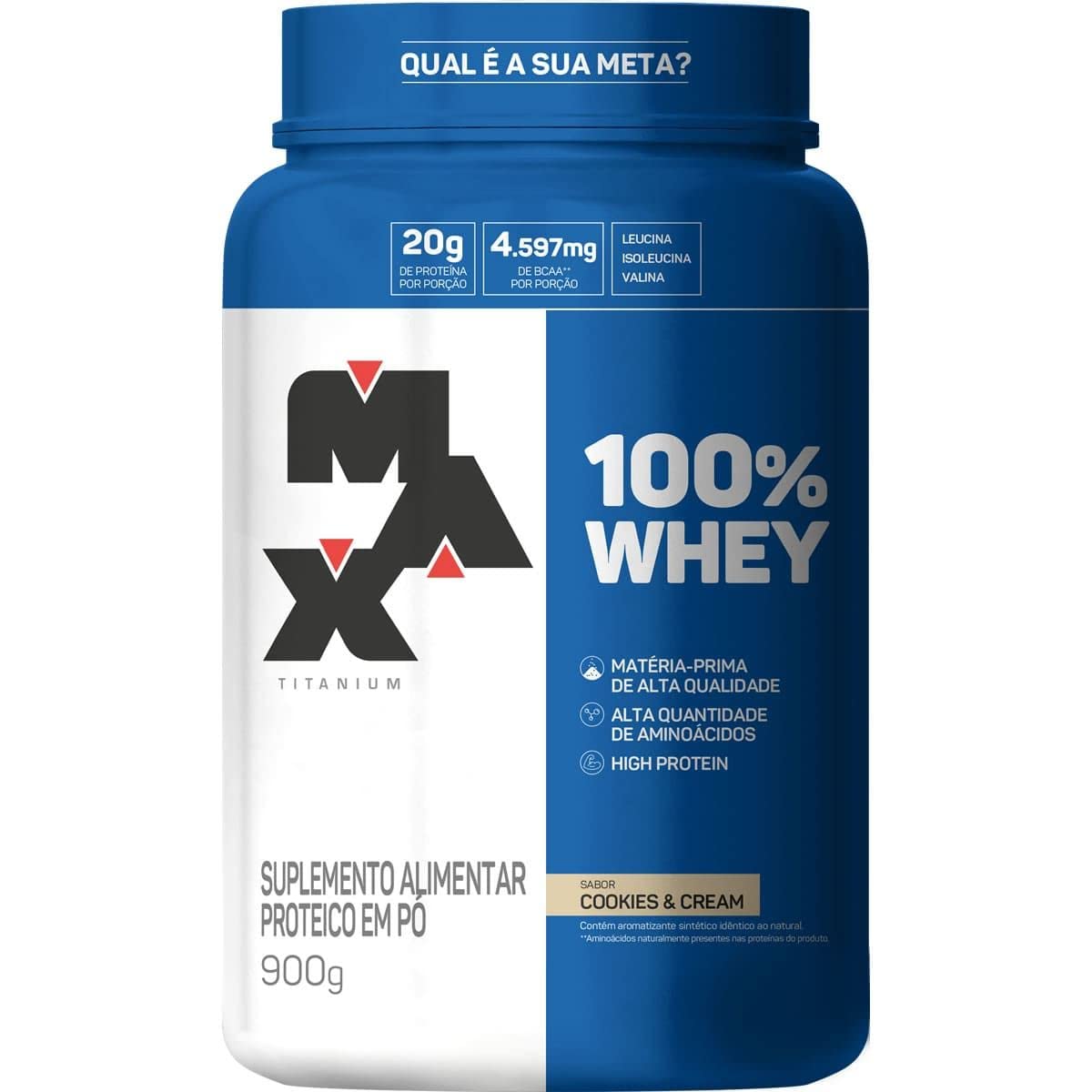 Max Titanium 100% Whey (900G) - Sabor Cookies And Cream