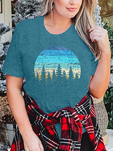 MK Shop Limited Plus Size Tops for Women Cute Vintage Graphic Tee Sunrise Camping Funny Print Casual Nature Travel Shirt4