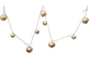 76" L Jingle Bell, Gold Finish Multi-Color Metal Garlands Creative Co-op Christmas