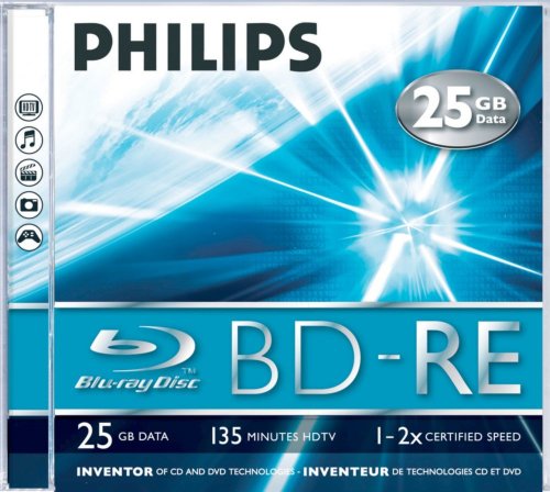 Philips BD-RE BE2S2J01F - Disco de Alta Densidad (Caja de Joyas, 135 min, 25 GB)