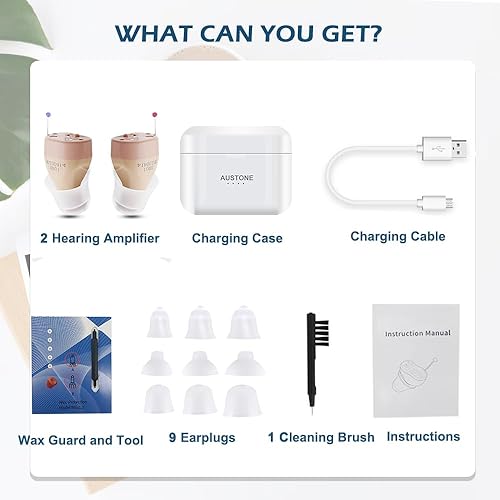 Miniatura 6 de AUSTONE Audífonos recargables para personas mayores y adultos con control de volumen, audífonos intrauditivos con cancelación de ruido, dispositivos