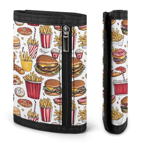 French Fries Hamburger Food Print Wallet for Men, 8 Credit Card Holder Slim Minimalist Front Pocket Small Mens Bifold Wallets2