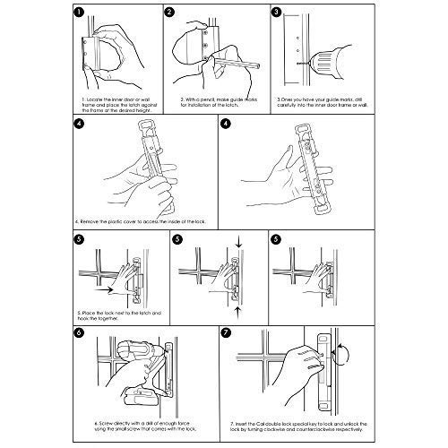 CAL Double Bolt Lock Sliding Patio Door Locks Child Proof Sliding