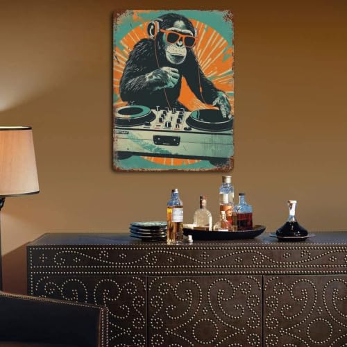 Décoration moderne pour café et bar affiche en métal rétro DJ Chimp