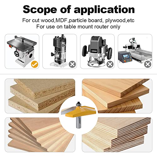 Image of Bevel Raised Panel Router Bits 1 /2 Shank for Cabinet Door, 3-1 /2-Inch Diameter, Shaker Raised Cabinet Door Making Frame Panel Design Router bits Use with Rail and Stile Moulding Router bit