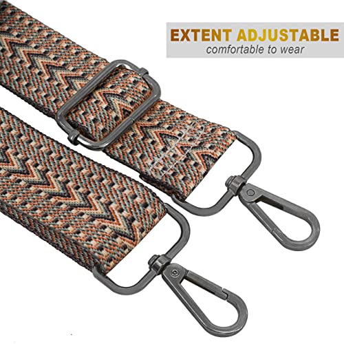 Image of Adjustable Handbag Strap Wide Purse Strap Replacement Shoulder Crossbody Bag Strap (Khaki V2+ Black Metal)