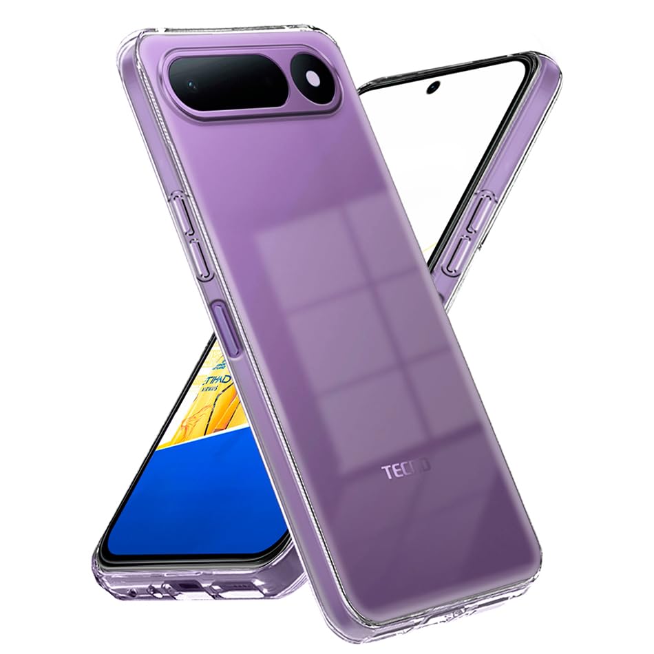 Image of Fashionury Crystal Clear Case for Tecno Spark 50 5G | Yellowing Resistance | Transparent TPU Silicone | Raised Camera Lips | Slim Transparent Cover