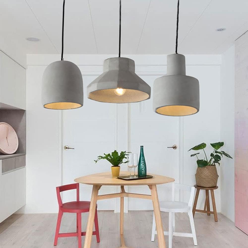 Lampada a Sospensione Industriale in Cemento Stile retrò Nostalgia, lampadario con Cavo Regolabile, Mini Lampada da soffitto E26 Creativity Grigia per Ristorante, Soggiorno, Isola,