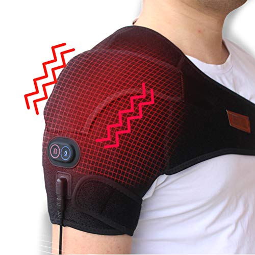 CREATRILL Massaging Heated Shoulder Wrap Brace, Shoulder Heat Therapy Wrap Heating Pad