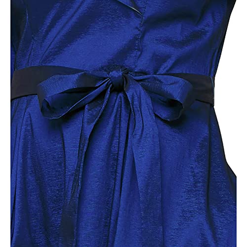 Image of Alex Evenings Women's Portrait Collar Dress with Full Skirt, Pockets, and Tie Belt