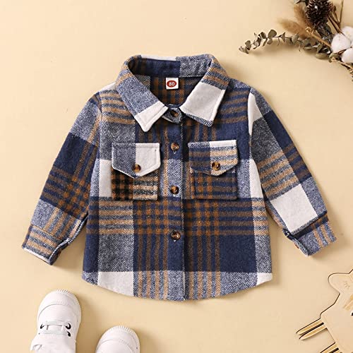 Toddler Boys Girls Shirt Coat Jacket Plaid Long Sleeve Kids Lapel Button Tops Winter Jacket for Boys2