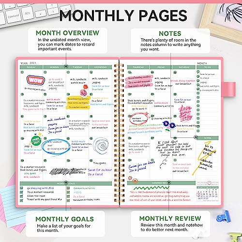 Weekly Planner Undated, Undated Planner With Weekly Schedules, Alltree Habit Tracker Journal With 53 Weeks, Spiral Appointment Organizers Notebook For Work & Personal Life, Pocket, Pen Loop, Pink, 5.5"X8.5" #TOP2