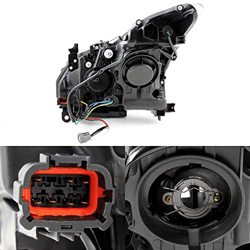 Akkon - For 2008-2015 G37 / Q60 Coupe New Led Sequential Led Signal Tube Projector Headlights, Low Beam: D2S, High Beam: H7, Car Vehicle Light Assembly, Black Housings W/Hid Beam #TOP1