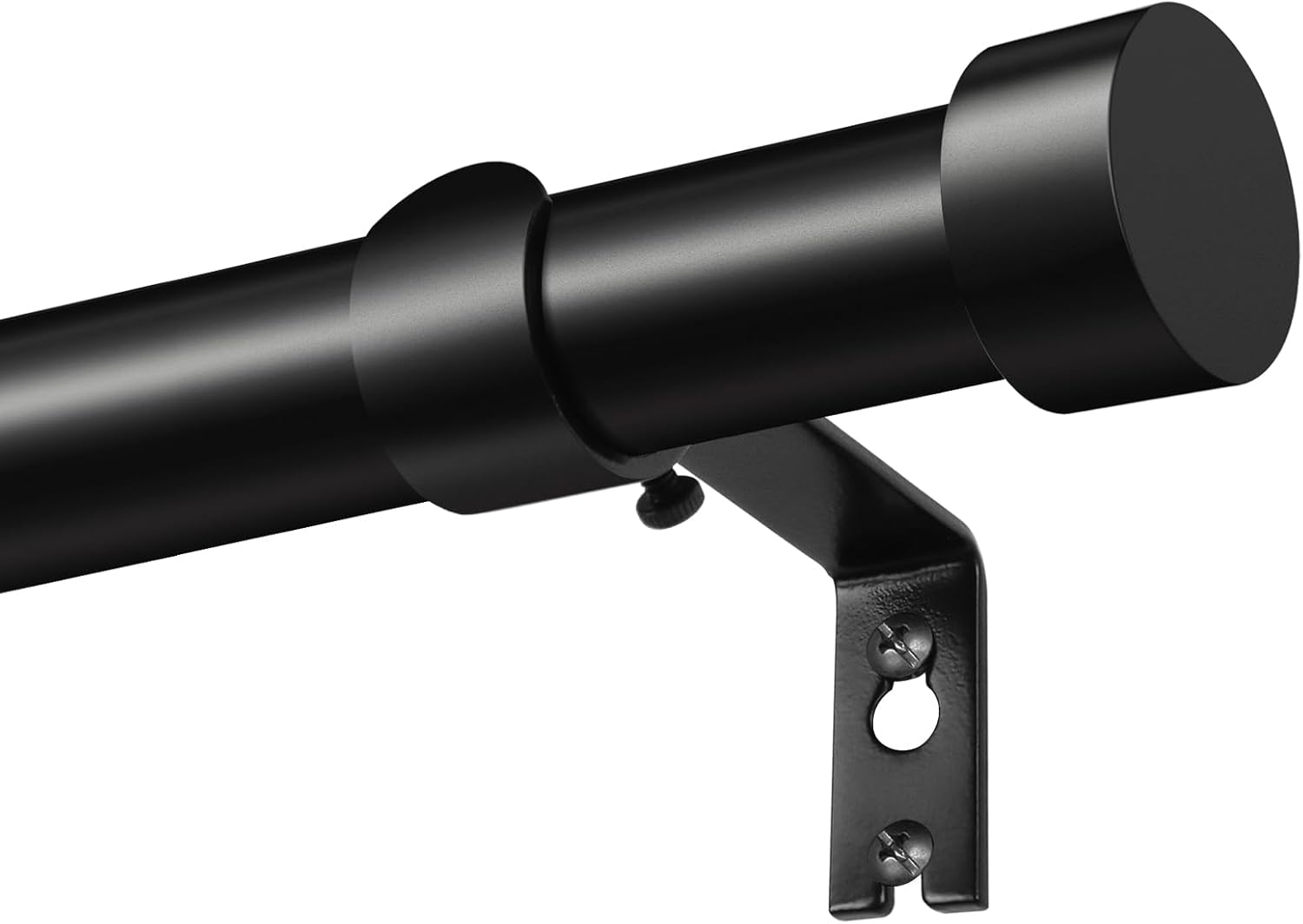 KAMANINA Black Curtain Rod 32 to 144 Inch (2.6-12 Feet), 1 Inch Heavy Duty Curtain Rods for Windows, Modern Adjustable Drapery Rods with End Cap (32"-144") Black 32-144"