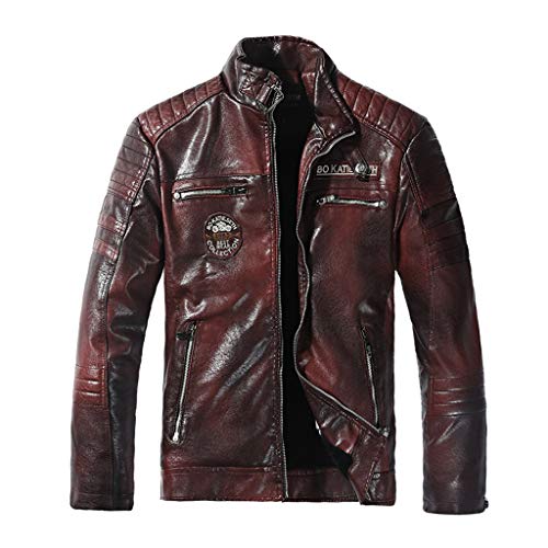 Preisvergleich Produktbild Azruma Herren Lederjacke Biker Stehkragen lammfell Jahrgang 3 Farbe