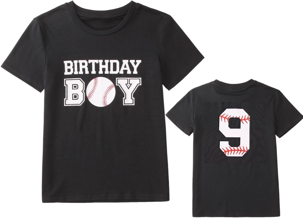 MODNTOGA Birthday Boy Shirt Boys Baseball T-Shirt 6th 7th 8th 9th 10th B-Day Party Tee Big Kid Short Sleeve 6-10 Years Tops