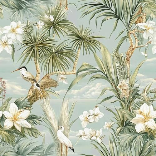 LaiTique Tropical Botanical Peel and Stick Wallpaper, Palm Leaves and