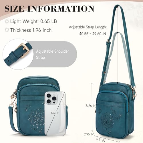 Image of Small Crossbody Bags for Women, RFID Phone Purse with Card Slots, Triple Compartments Lightweight Shoulder Bag