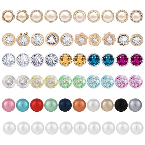Zuimei 60 Pcs Womens Safety Brooch Buttons Cover Up Pins Invisible Anti Exposure Fixed Buttons for Cardigan Dress Bags T-Shirt All Clothes Decoration