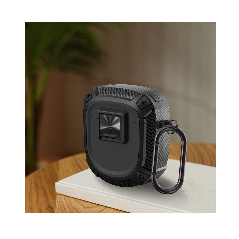 Etui dla Bose QuietComfort Earbuds II, [Shockproof] Wytrzymały TPU Ochronne Etui z Karabinkiem, Pełna Ochrona Ciała, kompatybilny z Bose QuietComfort Earbuds II-Czarny